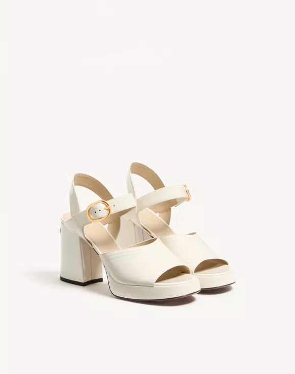 Valentino Fawcette Platform Sandal In Polished Calfskin 100Mm - Image 6